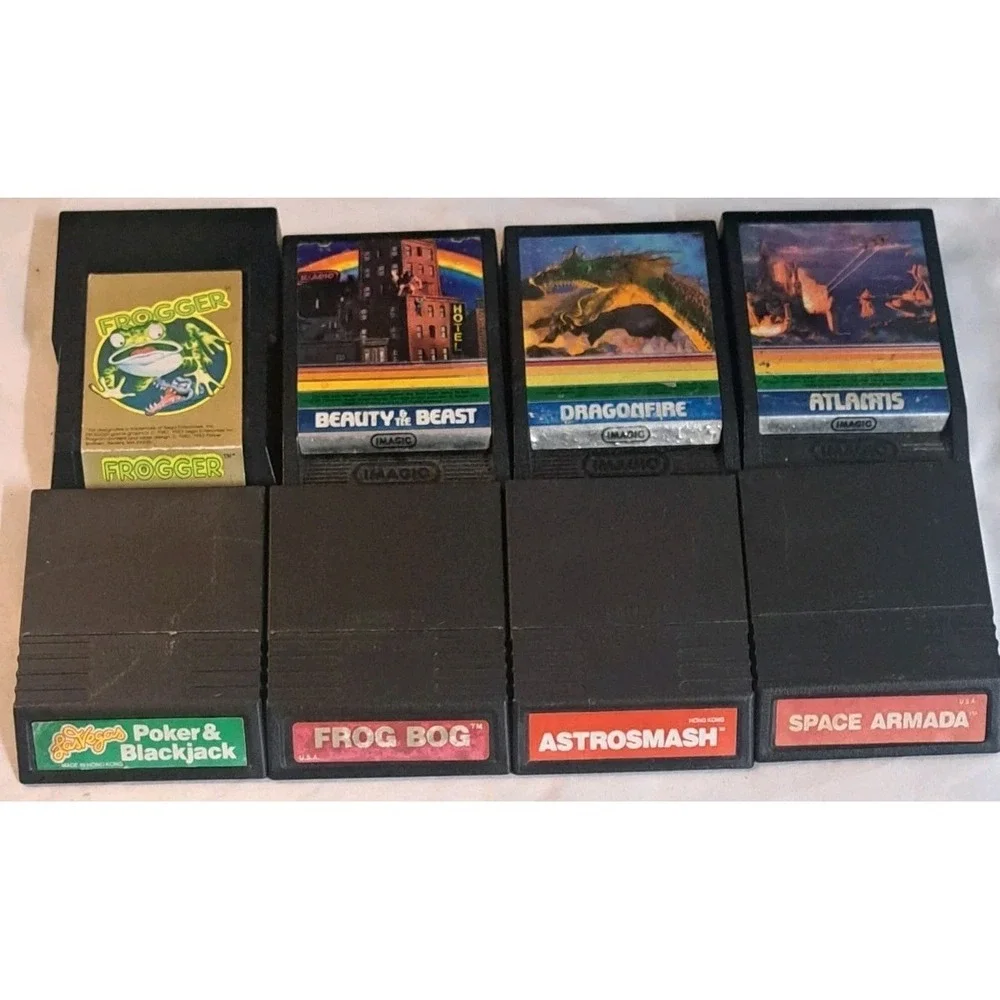 Vintage Mattel Intellivision Game Cartridge Lot 8 Frogger Atlantis Dragonfire